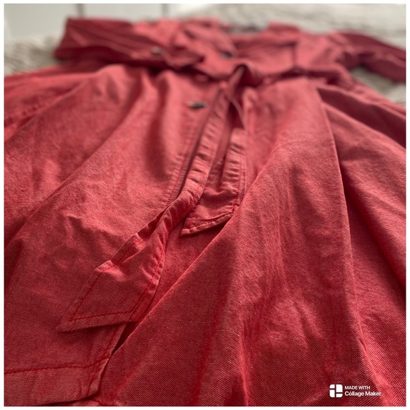 Anthropologie Elle Coral Cotton/Linen Trench Coat Size XL - Picture 7 of 12